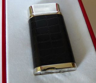 Cartier Decor Lighter - Ebony Croc With Platinum Trim - Fully Boxed,  Papers