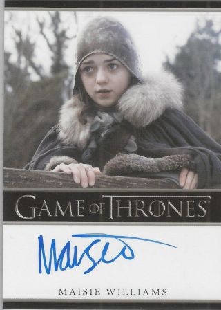 Game Of Thrones Season 1: Maisie Williams " Arya Stark " Bordered Autograph Card