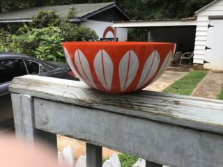 Vintage Orange Cathrineholm Enamelware Lotus Bowl 9.  5 " (24 Cm)