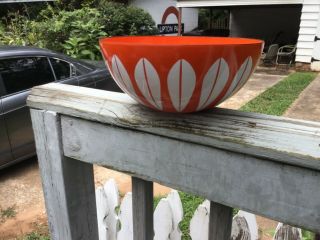 Vintage Orange Cathrineholm Enamelware Lotus Bowl 9.  5 