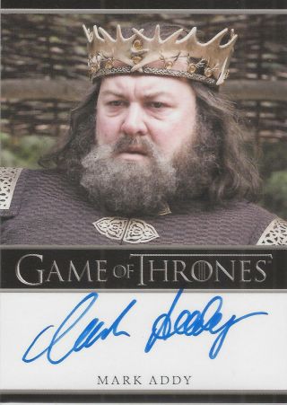 Game Of Thrones Season 1 - Mark Addy " King Robert Baratheon " Autograph Card