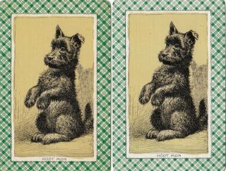 2 Playing Swap Cards Dogs Scottie Scotty Terrier - Hoot Mon Artist - Greens