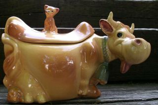 Brush Mccoy Cow With Cat Cookie Jar 1950 