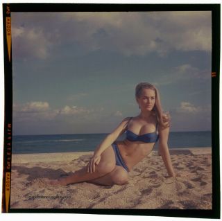 Bunny Yeager 1960s Color Camera Transparency Photograph Pin - up Blonde Bikini Hot 2
