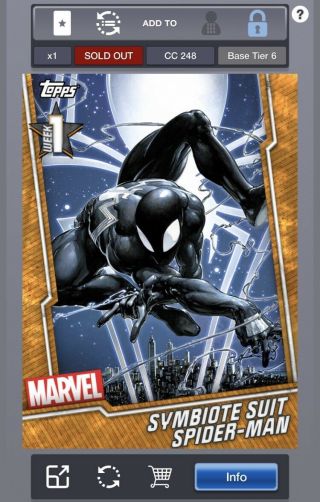 Topps Marvel Collect Digital Full Set Week 1 Exclusive Inc Symbiote Spider - Man