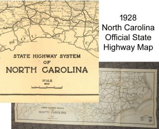 Vintage 1928 North Carolina Official Road Map From State Highway Department