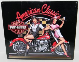 Ande Rooney Harley Davidson American Classics Babes Motorcycles Metal Sign 15x12