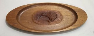 Vintage Zealand Kiwi Bird Hand Carved Tray Wood Wooden Trinket Dish 17 "