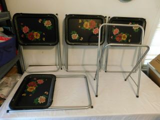 Vintage Tv Trays Metal Cal - Dak With Stand