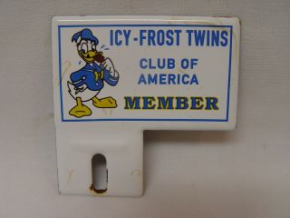 Icy - Frost Ice Cream Twins Club Member Donald Duck Kids Bike License Plate Topper