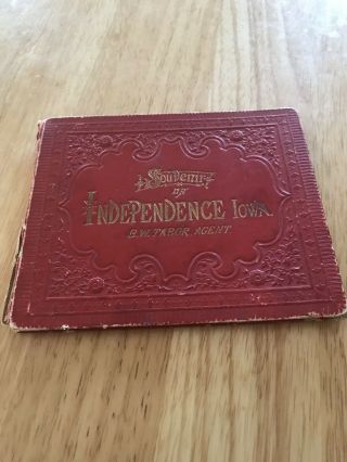 Circa 1890 Souvenir Photo Booklet Independence Iowa Rush Park Race Track Depot