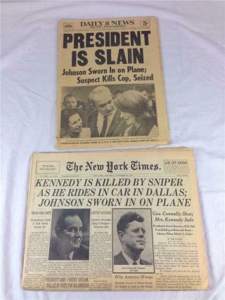 John F.  Kennedy Death Newspapers November 23rd 1963 York Times Daily News