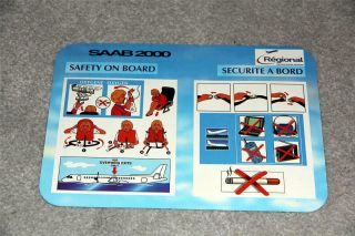 Regional Airlines Saab 2000 Safety Card
