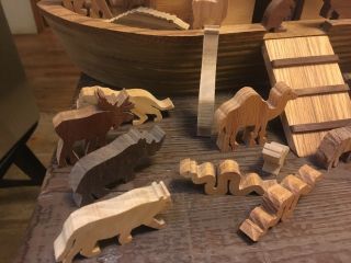 Christian Heirloom Noah’s Ark Wood Hand Carved/Painted 43 Piece 3