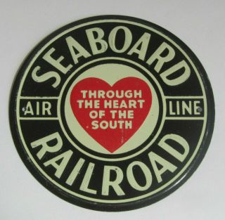 1 Vintage Metal Post Cereal Seaboard The Heart Of The South Railroad Emblem Vg
