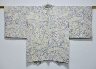 Japanese Kimono Silk Haori / Full Shibori / Light Purple / Silk Rinzu Fabric/385