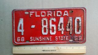 License Plate,  Florida,  1968 - 1969,  4 - 86440