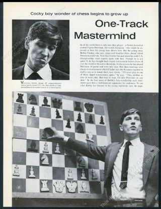 1964 Bobby Fischer 4 Photo Chess Mastermind Vintage Print Article