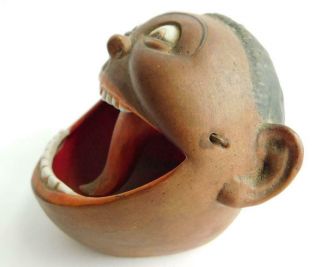 German Porcelain Schafer & Vater Nodding Tongue Open Mouth Ashtray Negro African