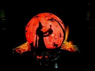 HALLOWEEN WITCH ' S BLACK CATS CLAW FOOT STAND CRYSTAL BALL GLOW LAMP Hp BY Peggy 4