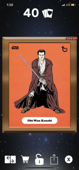 Topps Star Wars Card Trader Bronze Gilded Classic Art Obi - Wan Kenobi 3cc