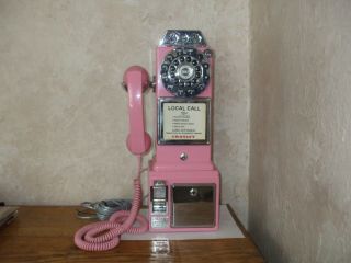 Crosley Pink Retro Pay Phone Telephone Wall Mount Push Button Phone