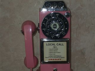 Crosley Pink Retro Pay Phone Telephone Wall Mount Push Button Phone 2