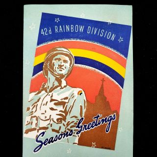 Vintage 42nd Rainbow Division World War Ii Seasons Greeting Card Official Prayer