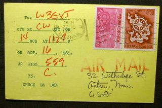 QSL 1S9WNV Spratley Island 1965 Vietnam Stamps & Postmark Don Miller 2