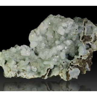 White Smithsonite w/ Calcite xls: Hilarion Mine.  Lavrion Pref.  Attika,  Greece 2