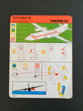 Safety Card Aer Lingus Fokker 50