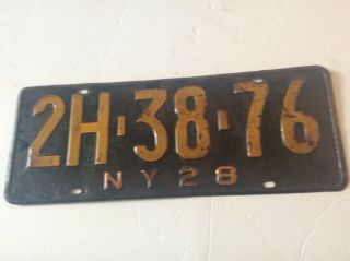 Vintage 1928 York State License Plate (2h - 38 - 76)