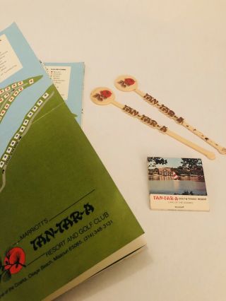 Vintage Tan - Tar - A Resort Lake Of The Ozarks Swizzle Sticks,  Matchbook & Maps.