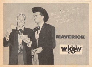 1959 Wkow Tv Ad Maverick Pappy Episode James Garner Western Series Jack Kelly