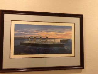 The Titanic Arriving At Cherbourg Signed By Last Two Survivors & Simon Fisher