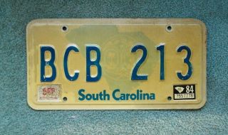 1984 South Carolina License Plate Bcb 213,  Aluminum