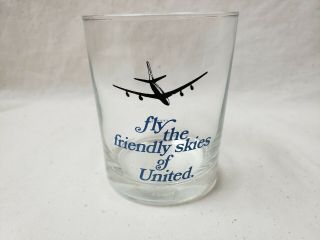 Vintage United Airlines Cocktail Glass Glassware Fly The Friendly Skies