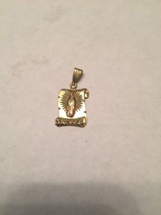 14kt Gold Diamond Cut Our Lady Of Guadalupe Lovely Charm Pendant Medal