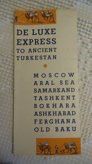 Antique Travel Brochure Moscow To Baku Rail Caravan,  Soviet Central Asia
