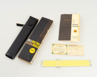 Vintage Pickett All Metal Slide Rule N500es Leather Case Box