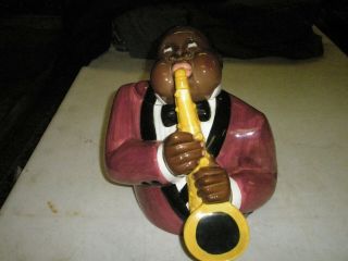 Vintage Cookie Jar: (black Americana) : " Jazz Player " (clay Art) (1995)