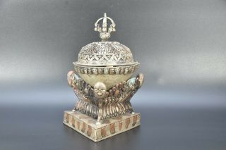 Metal Kapala Cup Ritual Offering Copper Handmade Tibetan Buddhist Old Bowl Nepal