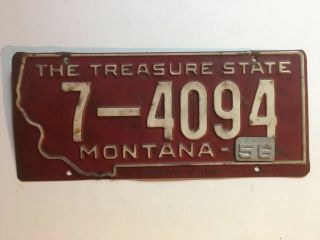 1956 Montana License Plate 100 All Flathead County 10 Prison Made