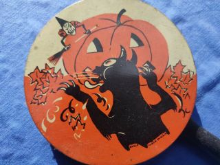Vintage Metal Halloween Noise - Maker Featuring Black Cat,  Witch And Pumpkin