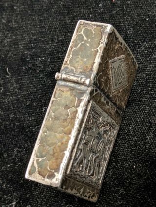 1940s 900 or sterling Silver Pocket Lighter Guatemala With Zippo Lighter Insert 5