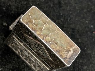 1940s 900 or sterling Silver Pocket Lighter Guatemala With Zippo Lighter Insert 6