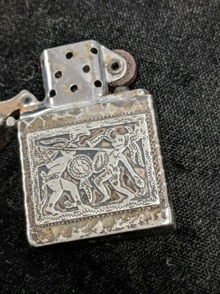 1940s 900 or sterling Silver Pocket Lighter Guatemala With Zippo Lighter Insert 7