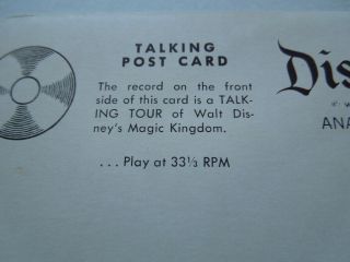 Un - Disneyland 1955 Talking Phono Record Postcard 8 