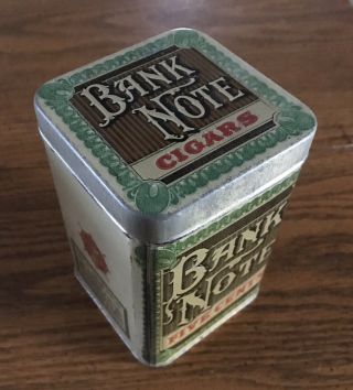 Vintage Bank Note Cigar Tin Litho Five Cents Factory No 750 1st Dist.  Pa Tobacco