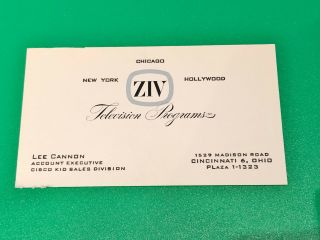 Vintage Ziv Television Programs Inc.  Business Card